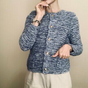 House of Harlow 1960 Blue Knit Cardigan Jacket – Size Medium